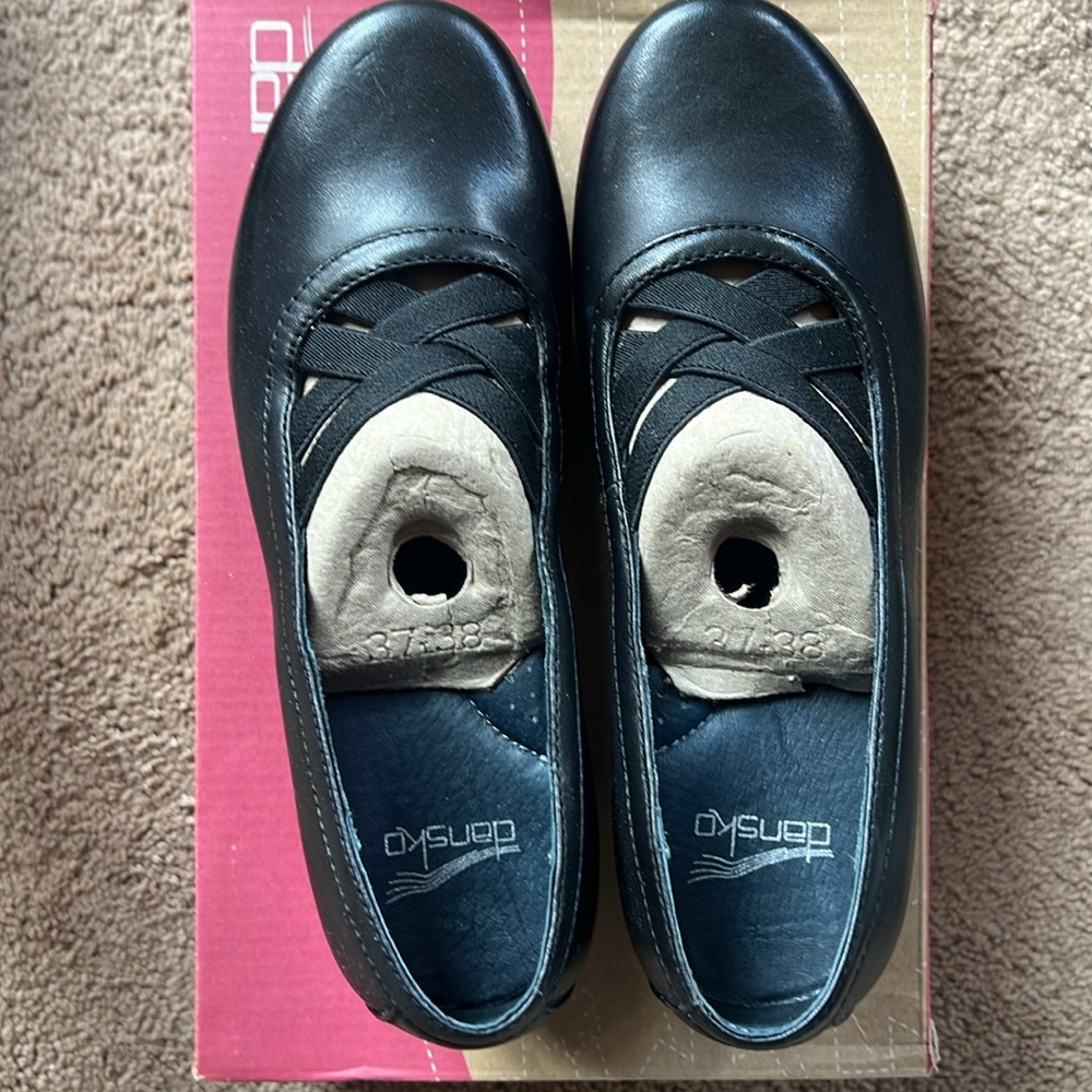 Dansko Tilda Black Leather Strappy Slip On Clogs EU 37 Comfort Shoes - Picture 2 of 12